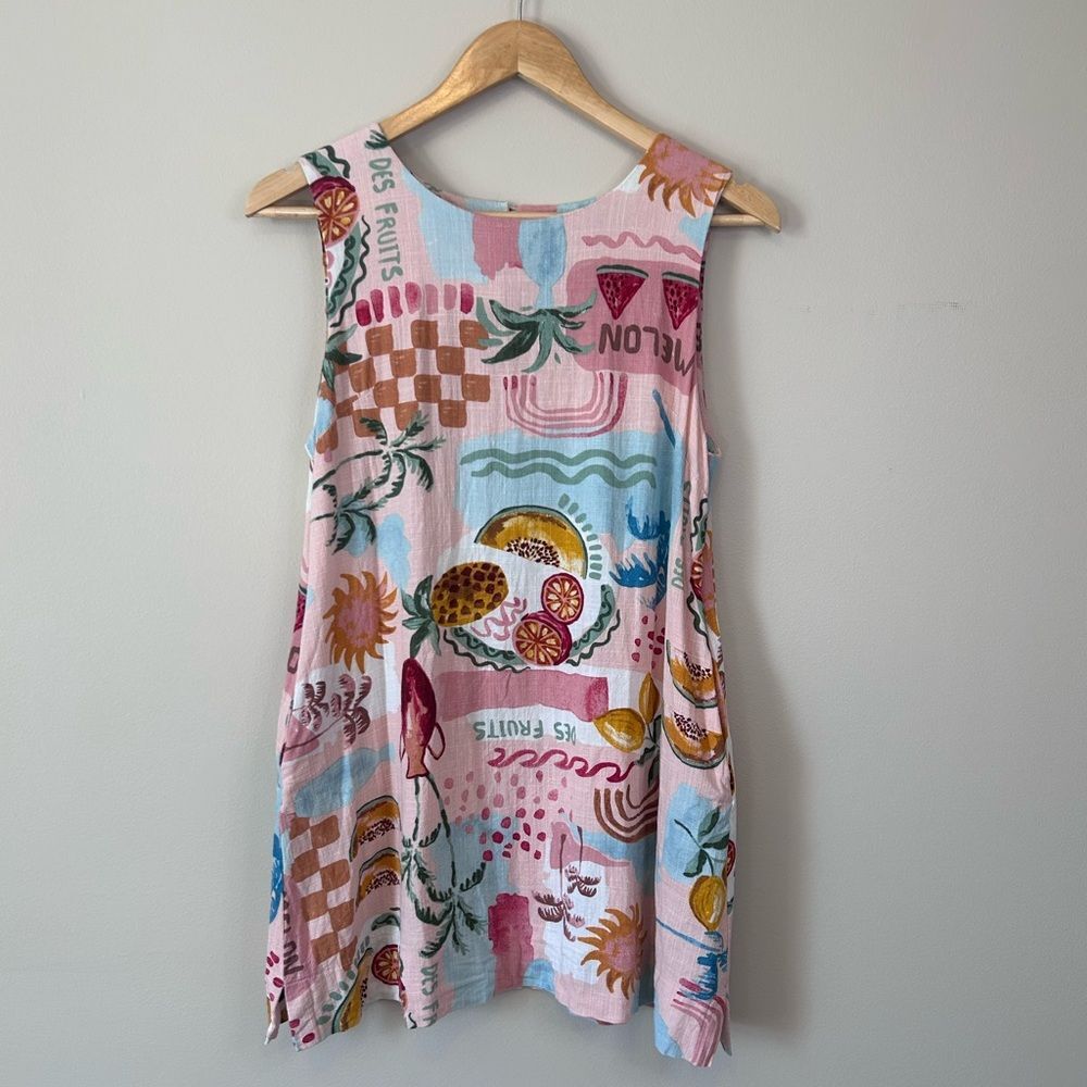 Anthropologie Paper Heart Summer Haze Linen Mini Dress Size Medium - Picture 2 of 7